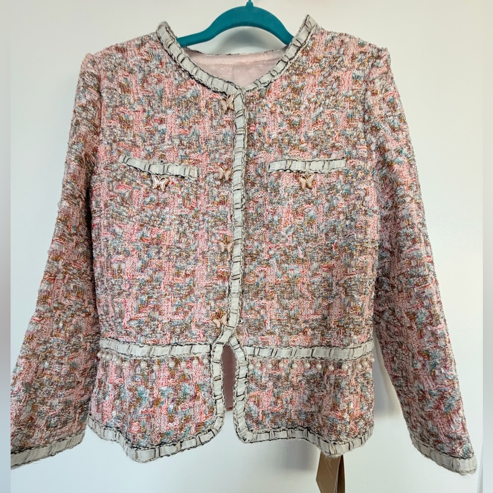 Chic Multicolor Tweed Blazer